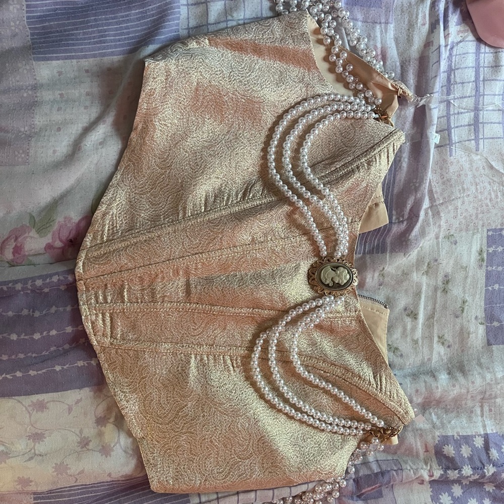 SHEIN Elegant Peach Corset with Pearl Details